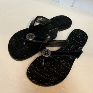 Tory Burch Black Patent Thora Sandals